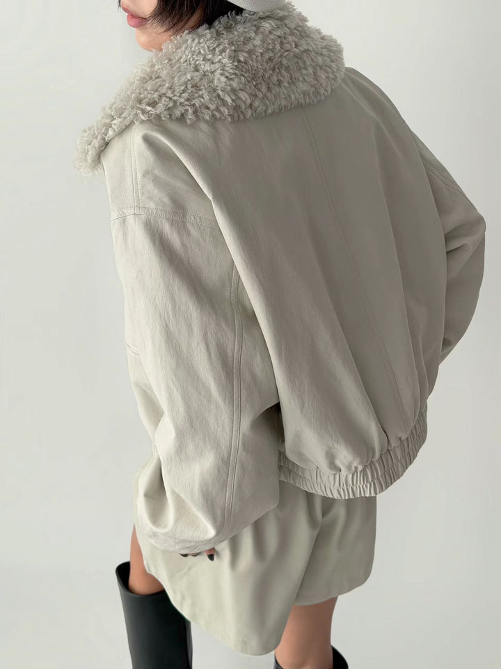 KMM1017 - Faux Leather Down Jacket