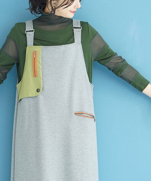 【OFV1003】Casual Dress Color Palette Stretch Jumperskirt