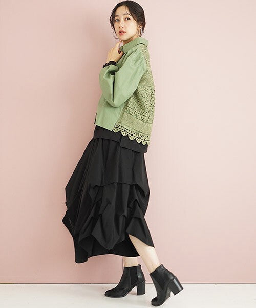 【OFV1005】Blouse Lace Blouse Back Puff Sleeve