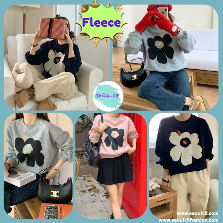 KBM845 ~ Flower Sweater (Warm Fleece)