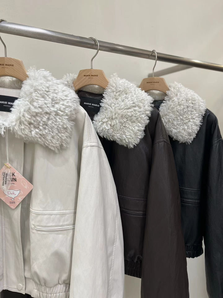 KMM1017 - Faux Leather Down Jacket