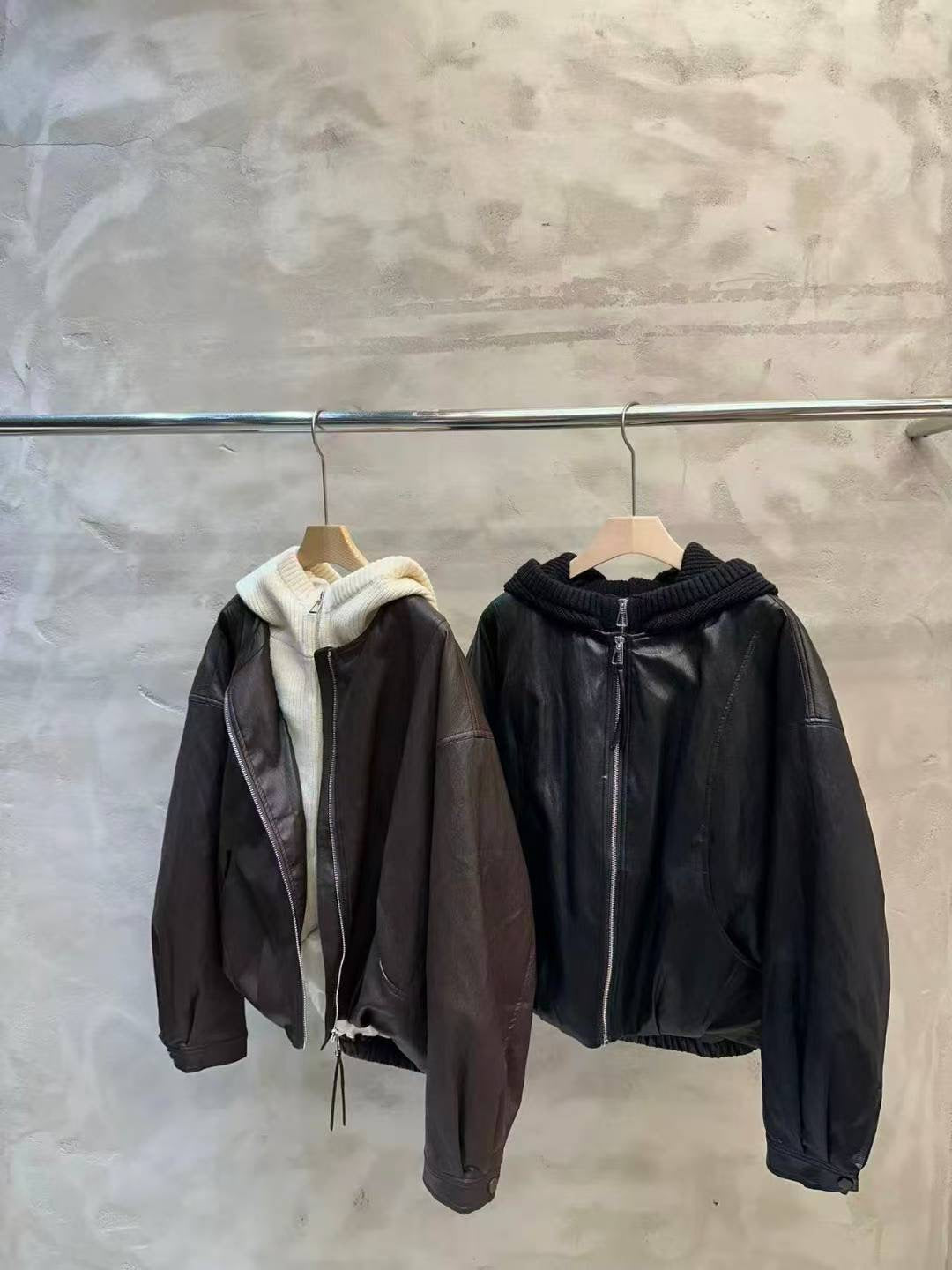 KWMS808 - 2 in 1 Faux Leather Goose Down Jacket