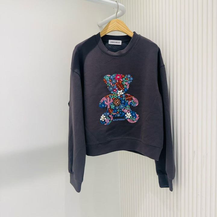 KCH602 - Floral Bear Sweater