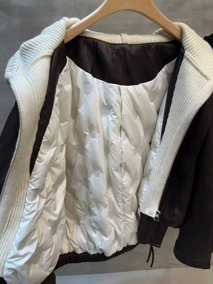 KWMS808 - 2 in 1 Faux Leather Goose Down Jacket