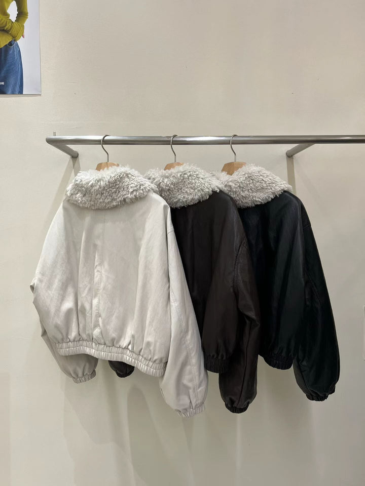 KMM1017 - Faux Leather Down Jacket