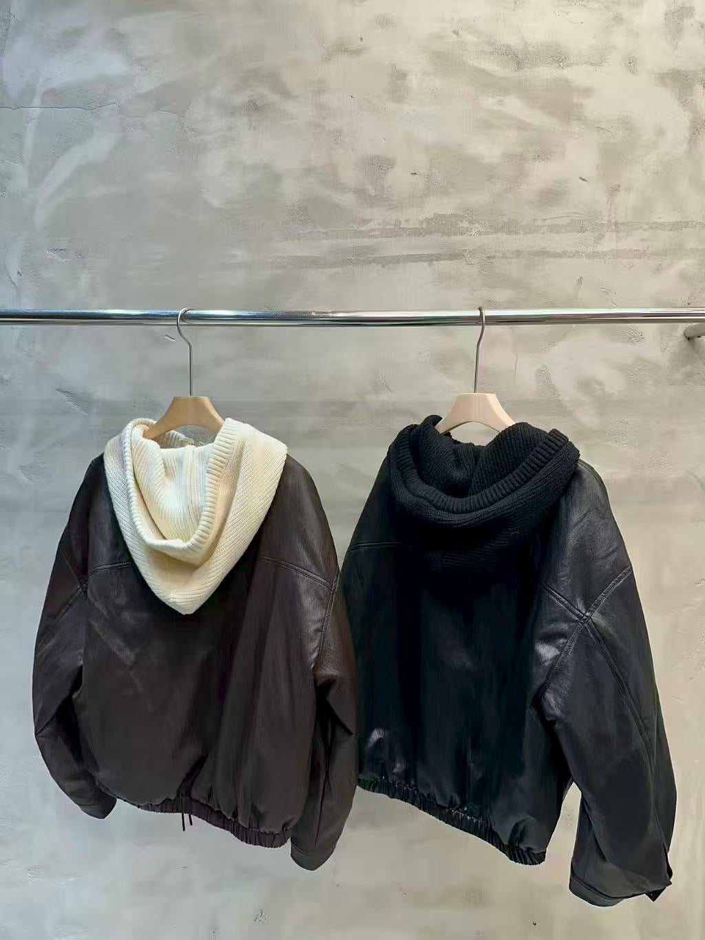 KWMS808 - 2 in 1 Faux Leather Goose Down Jacket