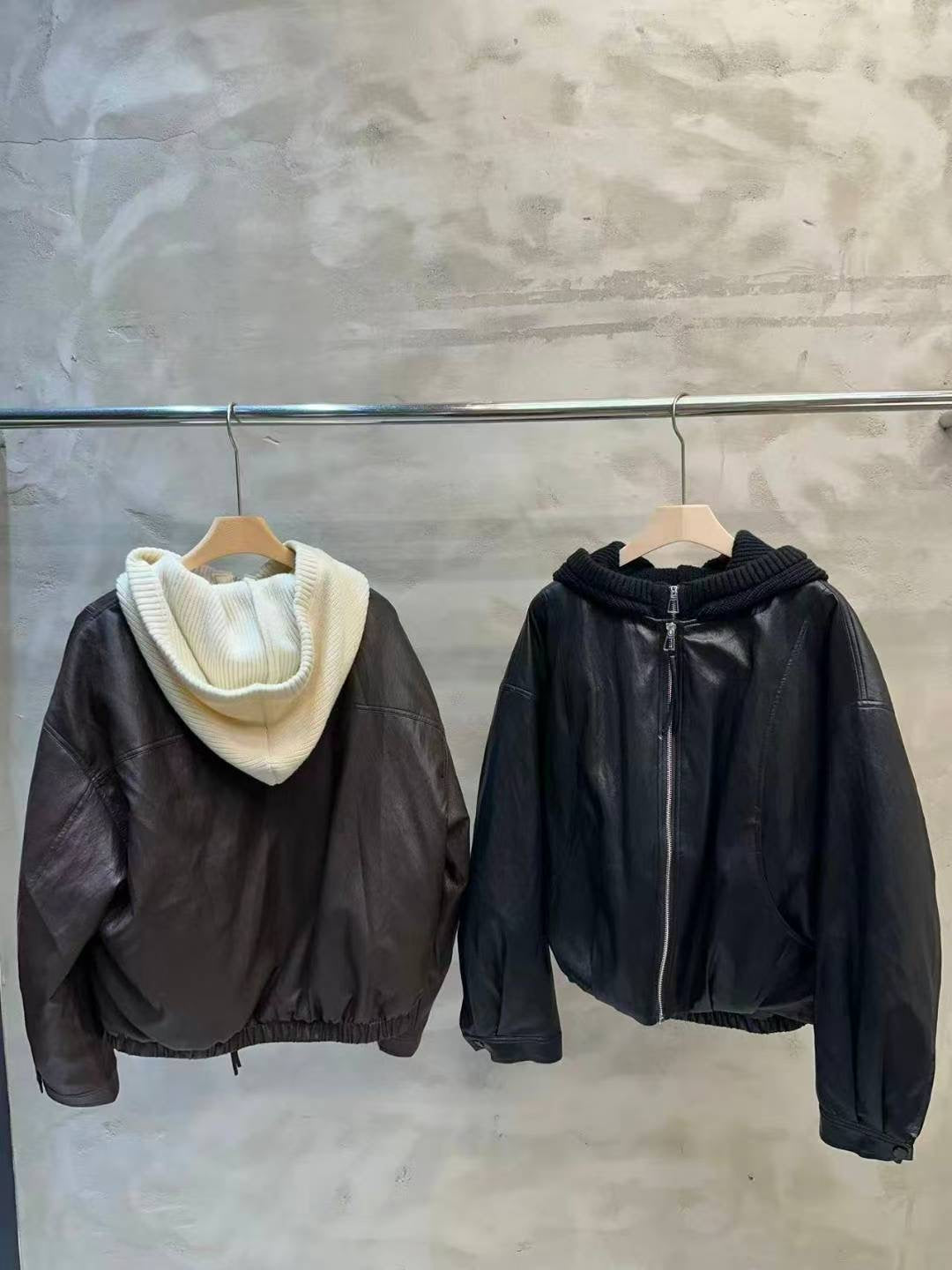 KWMS808 - 2 in 1 Faux Leather Goose Down Jacket