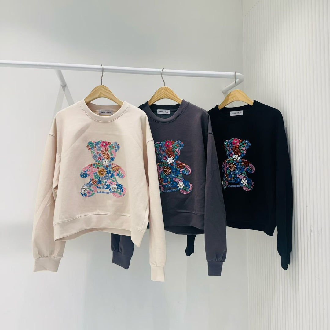 KCH602 - Floral Bear Sweater