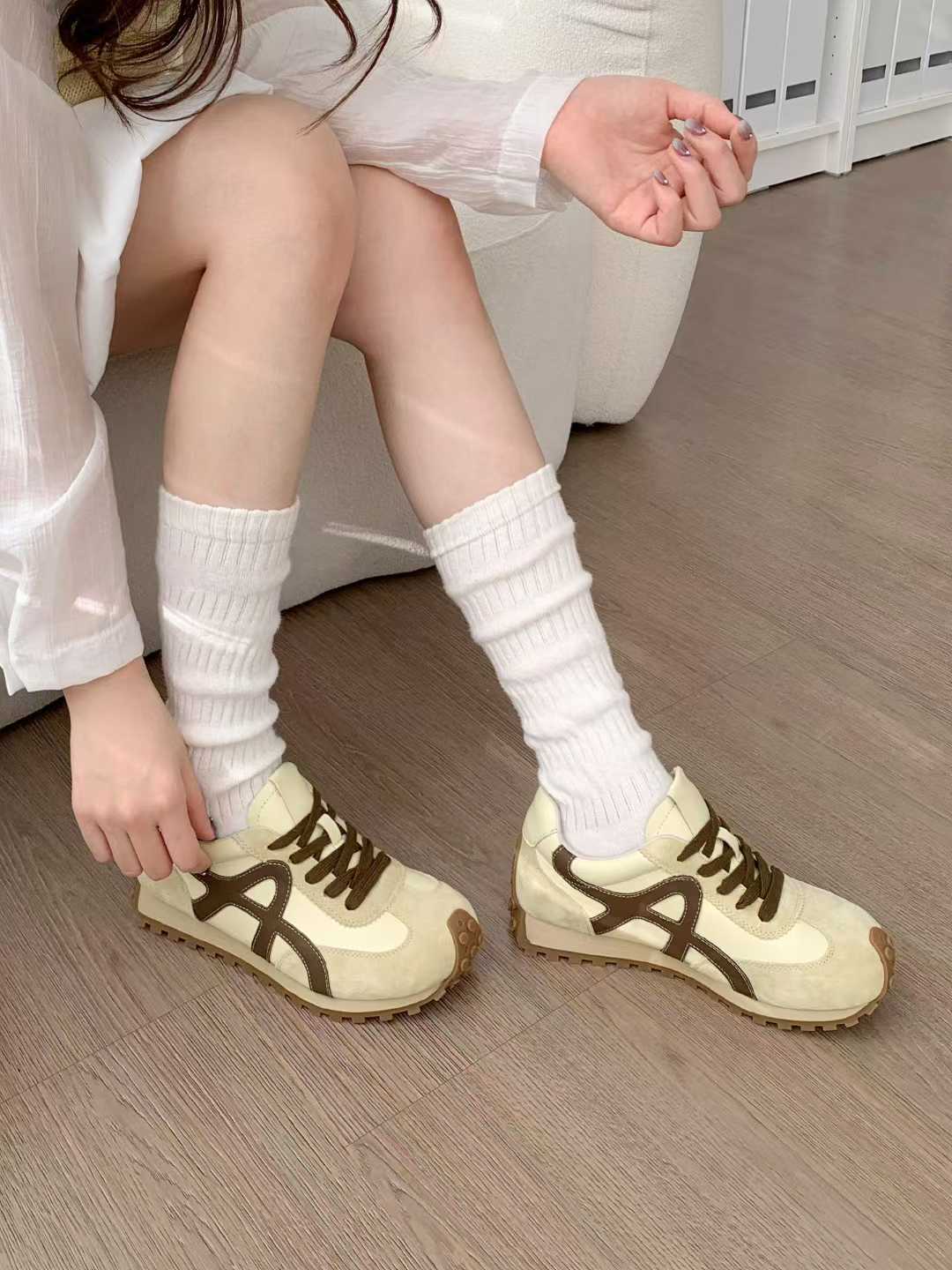 KNA608 -Lambskin + Cowhide Leather Shoes (4cm) (No Box)