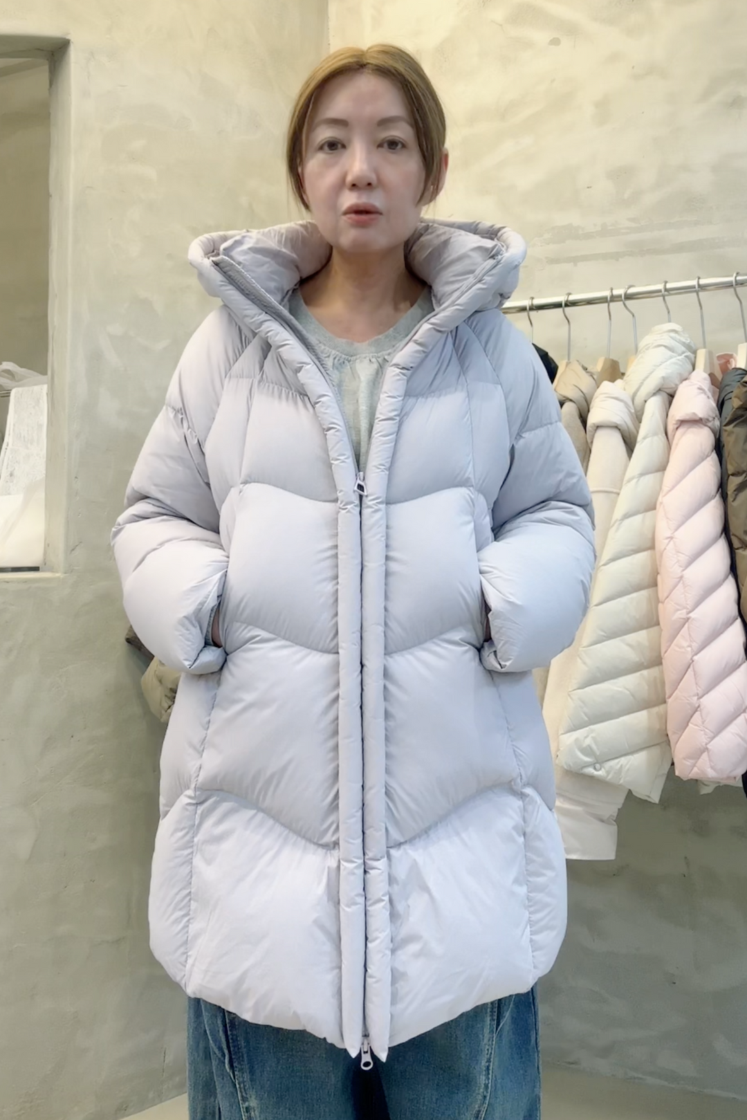 KWMS809 - Hooded Goose Down Long Jacket
