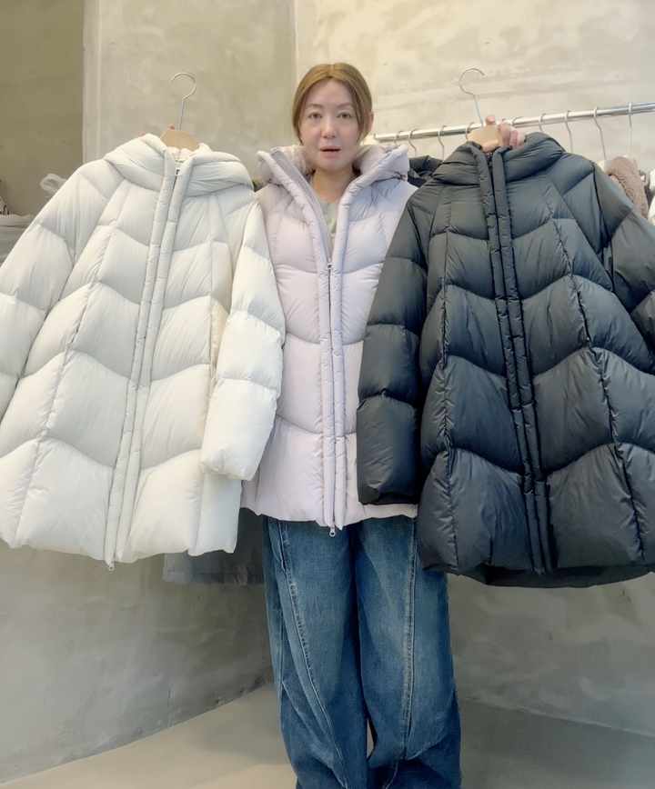 KWMS809 - Hooded Goose Down Long Jacket