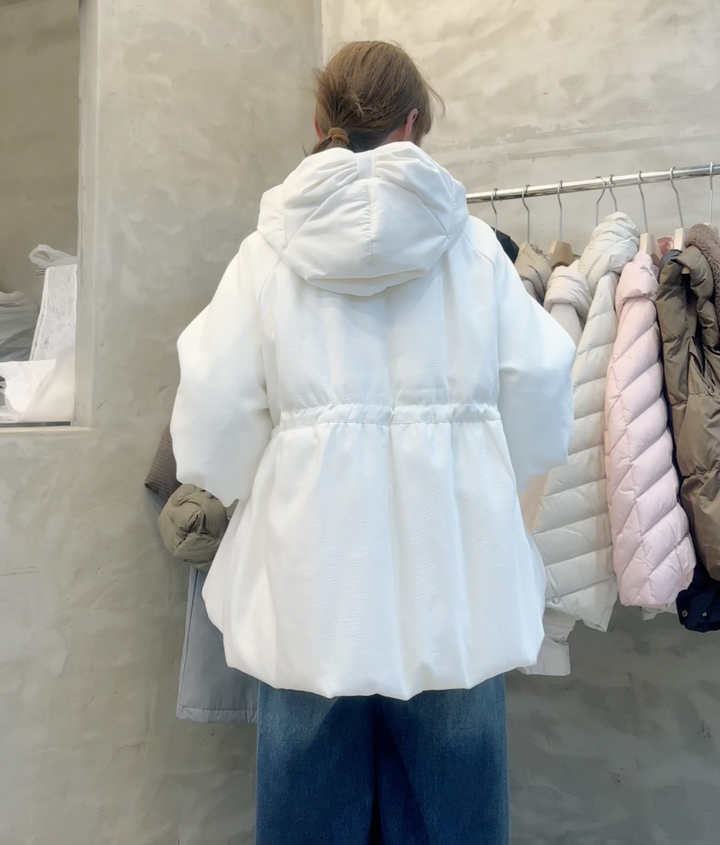 KWMS811 - Ribbon Hooded Down Jacket