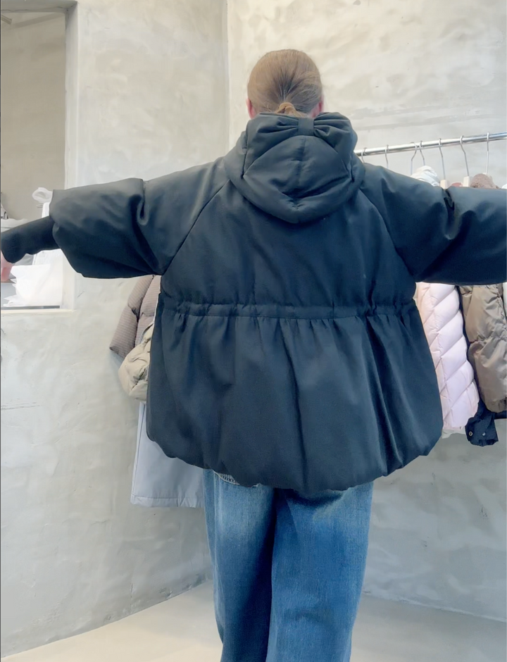 KWMS811 - Ribbon Hooded Down Jacket