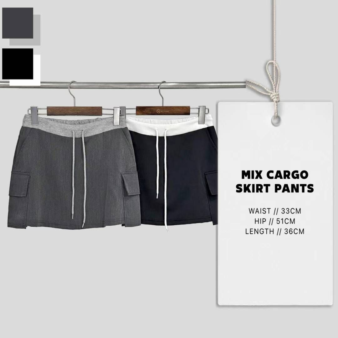 KYM204 ~ Mix Cargo Skirt Pants