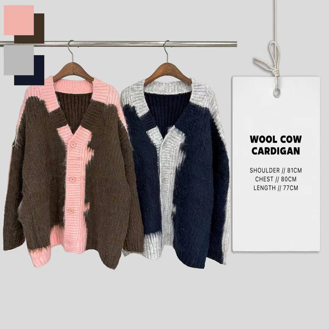 KYM207 ~ Wool Cow Cardigan