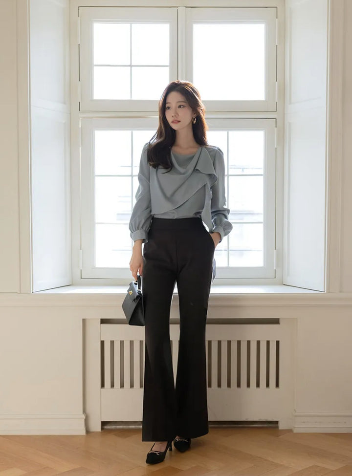 Korea Rockle Drape Scarf Blouse