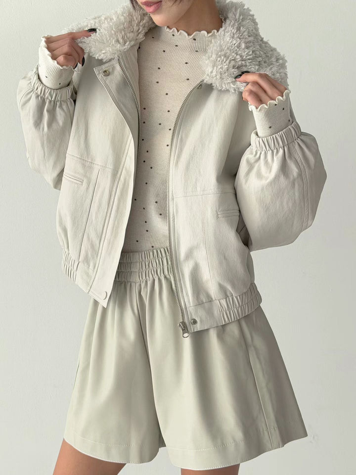 KMM1017 - Faux Leather Down Jacket