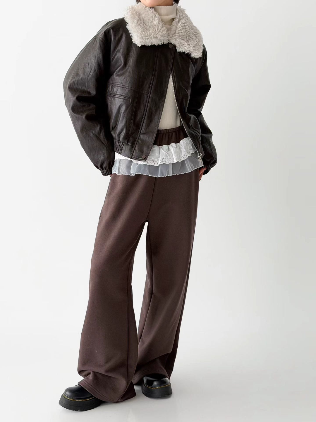 KMM1017 - Faux Leather Down Jacket