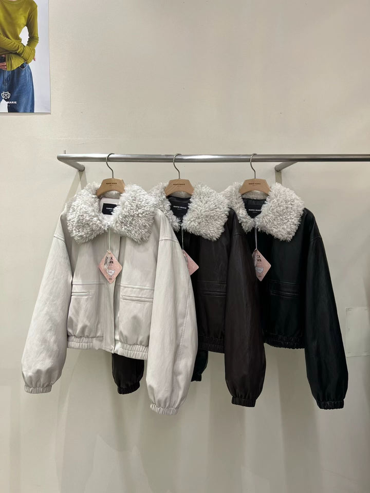 KMM1017 - Faux Leather Down Jacket