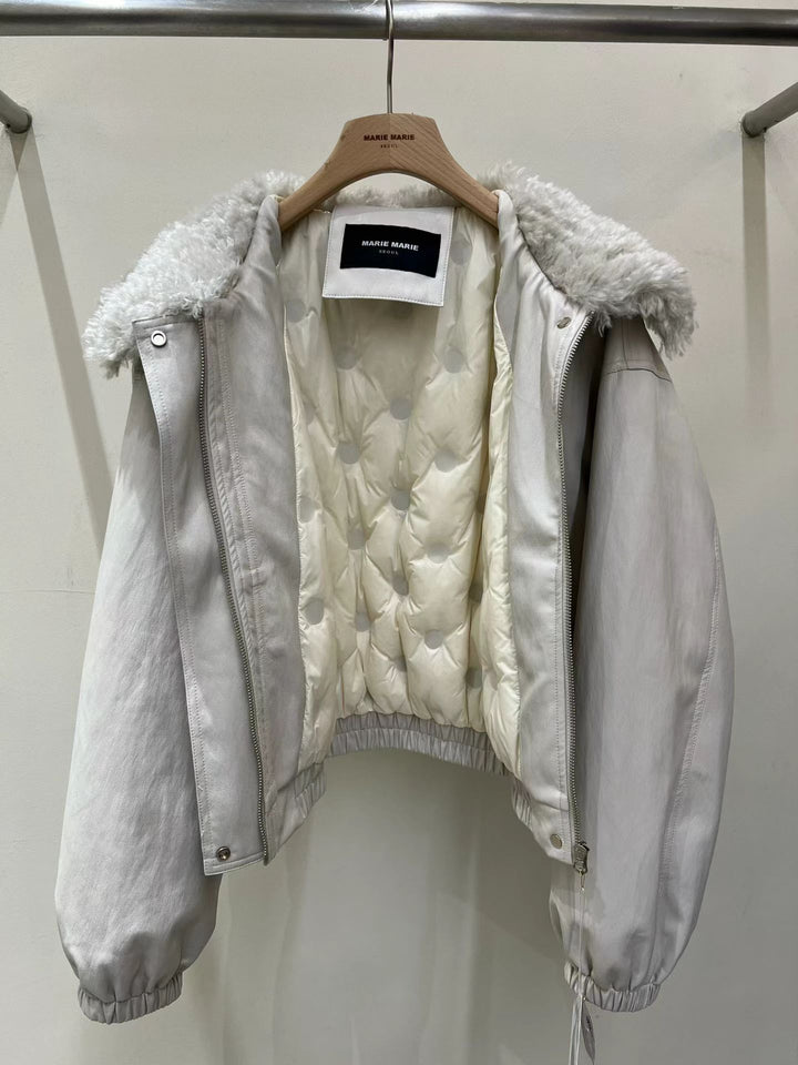 KMM1017 - Faux Leather Down Jacket