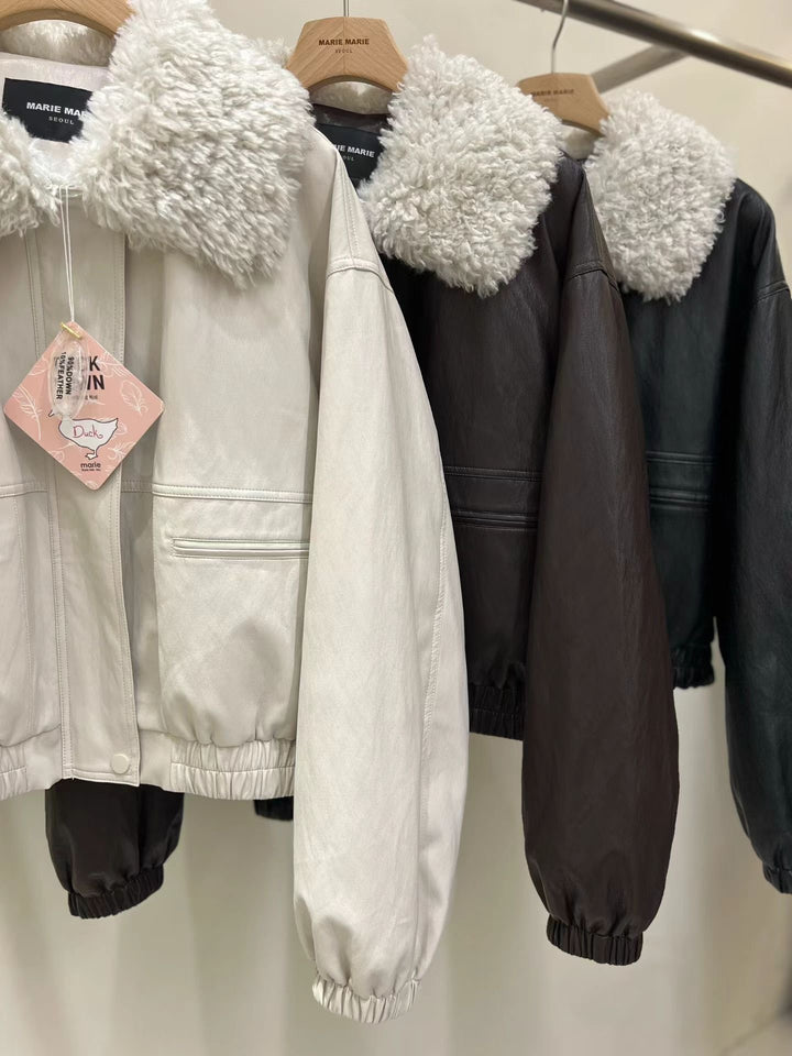 KMM1017 - Faux Leather Down Jacket