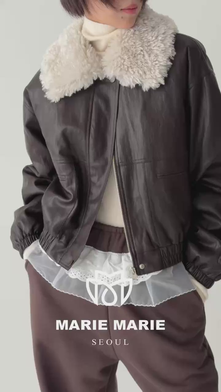 KMM1017 - Faux Leather Down Jacket